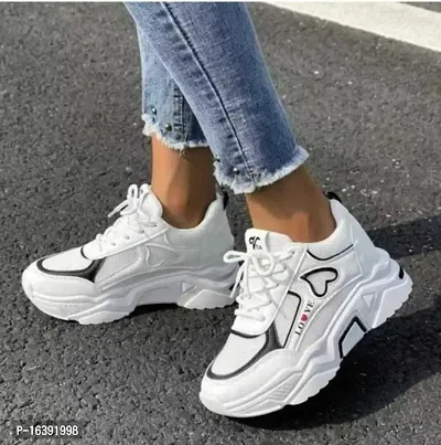 White Love Sneakers for girls and womens