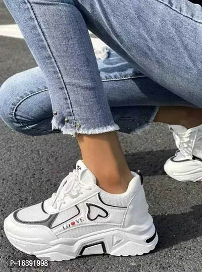 White Love Sneakers for girls and womens-thumb4