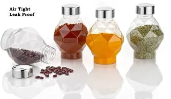 MANVEP Plastic Revolving Spice Rack Storage Jar Condiment Set (Set of 16,Black,350 ml)-thumb2