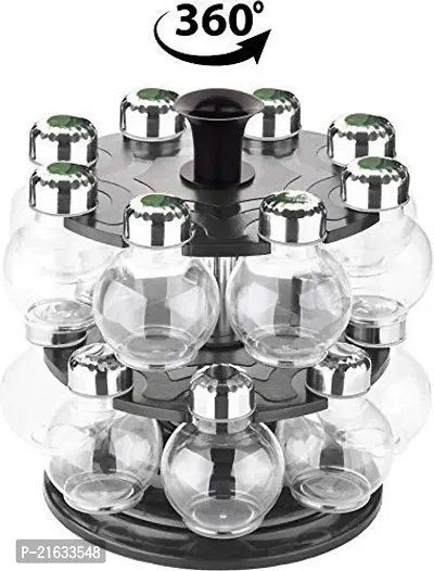 360 Revolving Round Shape Transparent Spice Stand Spice Racks Storage Spices Box for Kitchen Storage (Set of 16)-thumb5
