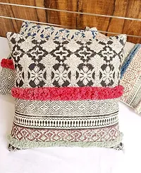 ABSTRACT INDIA Boho Shags Classique Tile Art Boho Pillow Block Printed Square Cushion Cover for Couch and Decorative Sofa Swing Chair Hammock, Square Printed Pillow Cover for Sofa, Bohemian Shaggy-thumb2