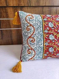 ABSTRACT INDIA Tribal Block Printed Cushion Cover Hand Embroidered for Sofa and Living Room, Premium Fabric 16 x 24 inches - 1 Pc-thumb3