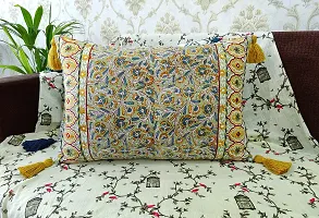 ABSTRACT INDIA Cushion Covers, Decorative Cushion Covers, Home Decor Cushions, Jaipuri Block Printed Cushion Cover Hand Embroidered for Sofa and Living Room, 16 x 24 inches - 1 Pc-thumb1