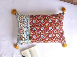 ABSTRACT INDIA Tribal Block Printed Cushion Cover Hand Embroidered for Sofa and Living Room, Premium Fabric 16 x 24 inches - 1 Pc-thumb4