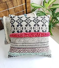 ABSTRACT INDIA Boho Shags Classique Tile Art Boho Pillow Block Printed Square Cushion Cover for Couch and Decorative Sofa Swing Chair Hammock, Square Printed Pillow Cover for Sofa, Bohemian Shaggy-thumb1