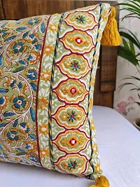 ABSTRACT INDIA Cushion Covers, Decorative Cushion Covers, Home Decor Cushions, Jaipuri Block Printed Cushion Cover Hand Embroidered for Sofa and Living Room, 16 x 24 inches - 1 Pc-thumb3