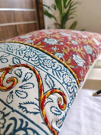 ABSTRACT INDIA Tribal Block Printed Cushion Cover Hand Embroidered for Sofa and Living Room, Premium Fabric 16 x 24 inches - 1 Pc-thumb2