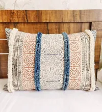 ABSTRACT INDIA Bohemian Mandala Tribal Block Printed Boho Shaggy Decorative Cushion Cover, Rectangular Designer Cushion Covers, Pillow Covers with Premium dhurrie Fabric 16 x 24 inches - 1 Pc-thumb1