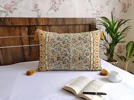 ABSTRACT INDIA Cushion Covers, Decorative Cushion Covers, Home Decor Cushions, Jaipuri Block Printed Cushion Cover Hand Embroidered for Sofa and Living Room, 16 x 24 inches - 1 Pc-thumb2