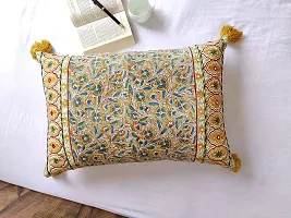 ABSTRACT INDIA Cushion Covers, Decorative Cushion Covers, Home Decor Cushions, Jaipuri Block Printed Cushion Cover Hand Embroidered for Sofa and Living Room, 16 x 24 inches - 1 Pc-thumb4