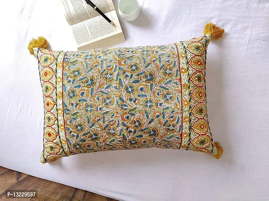 ABSTRACT INDIA Cushion Covers, Decorative Cushion Covers, Home Decor Cushions, Jaipuri Block Printed Cushion Cover Hand Embroidered for Sofa and Living Room, 16 x 24 inches - 1 Pc-thumb5