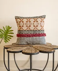 ABSTRACT INDIA Decorative Boho Cushion Cover for Sofa, Handblock Printed Designer Pillow Cover, Rust Blue Black 16 x 16 Inches Cushion Cover, (16 x 16 Inches(40.64CM x 40.64CM), Rust Blue Black)-thumb3