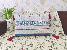 ABSTRACT INDIA Aztec Block Printed Cushion Cover Hand Embroidered for Sofa and Living Room, 16 x 24 inches - 1 Pc-thumb2