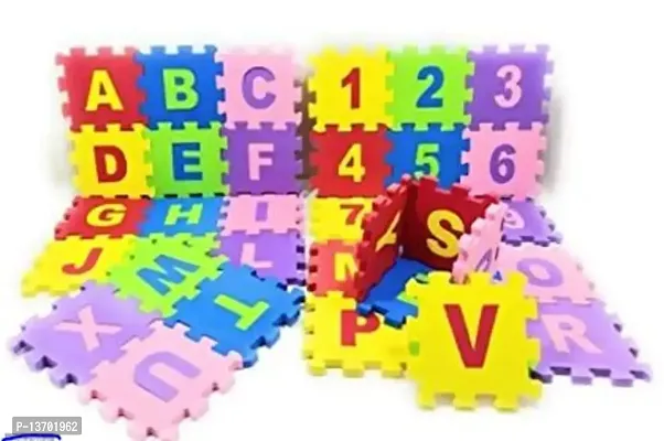 36 Pieces Mini Puzzle Foam Mat for Kids Learning Alphabet ABC  Numbers 0-9 Play Mat - Multi-Color-thumb0