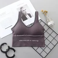 Acnos Seamless Padded  Strap Bralette for Yoga and Sports Bra brige-purple Color Combo Pack Of 2-thumb2