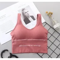 Acnos Seamless Padded  Strap Bralette for Yoga and Sports Bra white-pink Color Combo Pack Of 2-thumb2