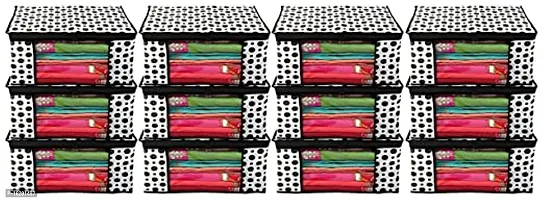 avicii Metalic Black Design Chain White 12 Piece Non Woven Large Size Saree Cover Set Pack Of 12 Black and White-thumb0