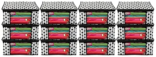 Sway Zone Polka Dots Cloth Organiser Storage Bag, Non-Woven Wardrobe Clothing Covers with Zip | | Pack of 12