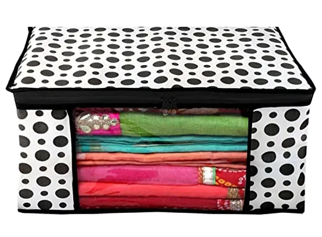 Henceberry Polka Dots Design Non-woven Foldable Saree Cover|Clothes Storage Bag/Wardrobe Organizer