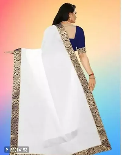 Stylish Chanderi Cotton White Embellished Saree with Blouse piece For Women-thumb2