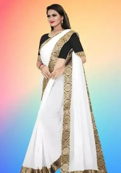 Stylish Chanderi Embellished Saree with Blouse piece For Women