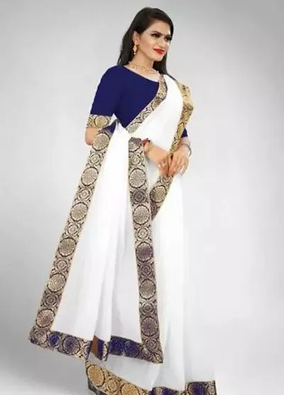 Stylish Chanderi Embellished Saree with Blouse piece For Women