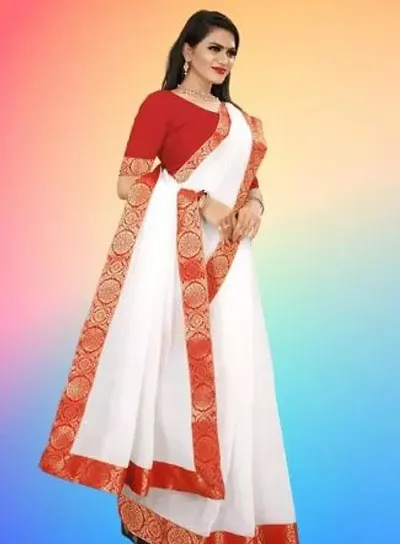 Stylish Chanderi Embellished Saree with Blouse piece For Women