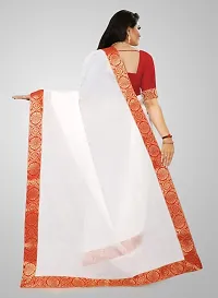 white saree with chanderi fabric and with cotton silk blouse and lace-thumb3