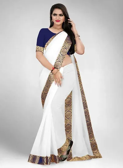 Stylish Chanderi Embellished Saree with Blouse piece For Women