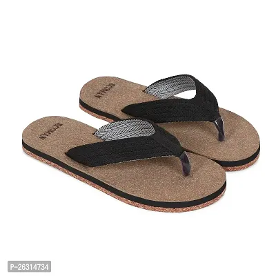 ECOMAN Wooden Slippers  Casual Flip Flop for men. (Black, numeric_8)