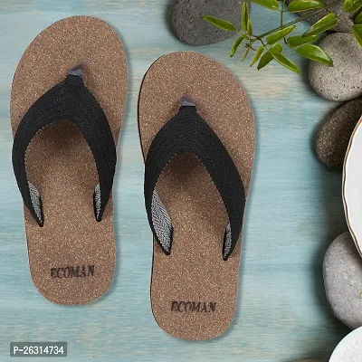 ECOMAN Wooden Slippers  Casual Flip Flop for men. (Black, numeric_8)-thumb3