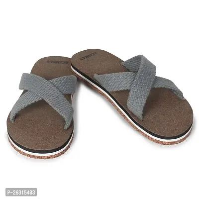 ECOMAN Ayurvedic Yoga Wooden Slippers  Casual Flip-Flops For Men and Boys Vegan Friendly (GREY).Slippers For Men