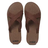 ECOMAN ayurveda yoga wooden slippers  casual flip-flops for men and boys vegan friendly (Light Brown)-thumb2