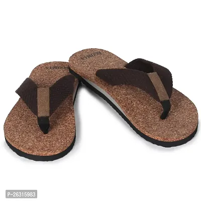 ECOMAN Ayurvedic Yoga Wooden Slipper  Casual Flip-Flops For Men  Boys (KHAKI/DARK BROWN) Slippers For Men-thumb0