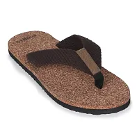 ECOMAN Ayurvedic Yoga Wooden Slipper  Casual Flip-Flops For Men  Boys (KHAKI/DARK BROWN) Slippers For Men-thumb1