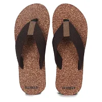 ECOMAN Ayurvedic Yoga Wooden Slipper  Casual Flip-Flops For Men  Boys (KHAKI/DARK BROWN) Slippers For Men-thumb4