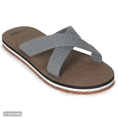 ECOMAN Ayurvedic Yoga Wooden Slippers  Casual Flip-Flops For Men and Boys Vegan Friendly (GREY).Slippers For Men-thumb3