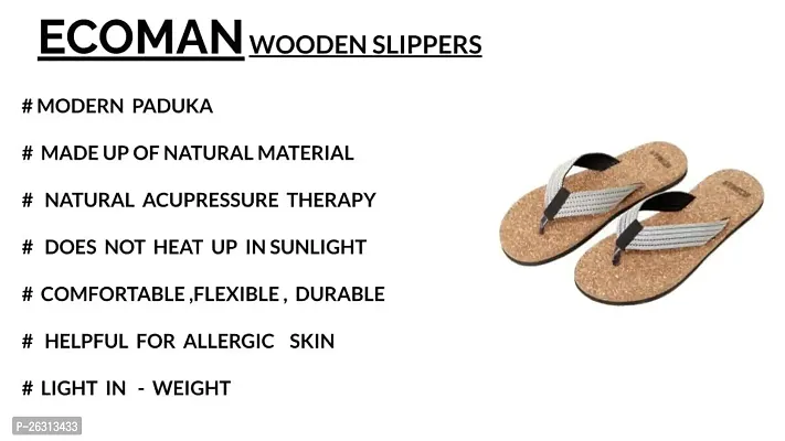 ECOMAN Ayurveda Yoga Wooden Slippers  Casual Flip Flop For Men  Boys Slipper For men-thumb5
