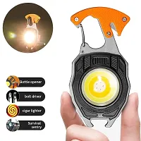 Arto Keychain LED Flashlights Magnet 800 Lumens COB Portable Emergency Light with Screwdriver,Bottle Opener,Rechargeable,Cigarette Lighter,Whistles,Outdoor,Camping,Hiking,Seat Belt Cutter (Pack of 1)-thumb2