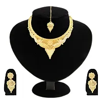 SDR New Design Golden Necklace With Earrings Jewellery Set  For Women And Girls-thumb1