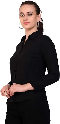 Stylish Fancy Roll- Up Sleeves Solid Rayon Regular Fit Shirt For Women-thumb2