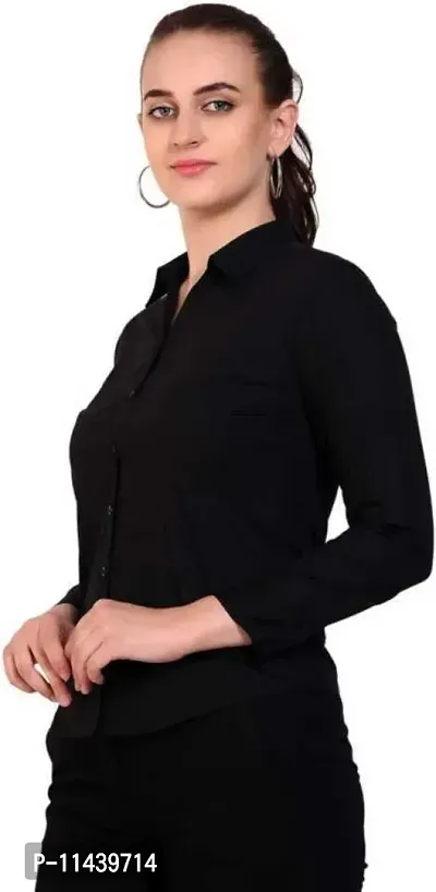 Stylish Fancy Roll- Up Sleeves Solid Rayon Regular Fit Shirt For Women-thumb3