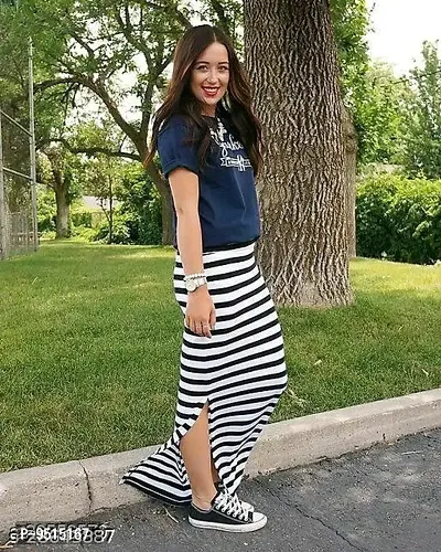 Women Striped Stylish Skirt-thumb0