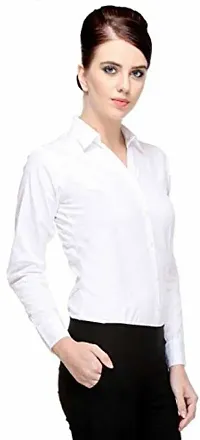 Stylish Fancy Roll- Up Sleeves Solid Rayon Regular Fit Shirt For Women-thumb2