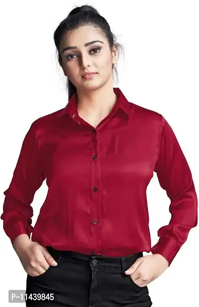 Stylish Fancy Roll- Up Sleeves Solid Rayon Regular Fit Shirt For Women-thumb0