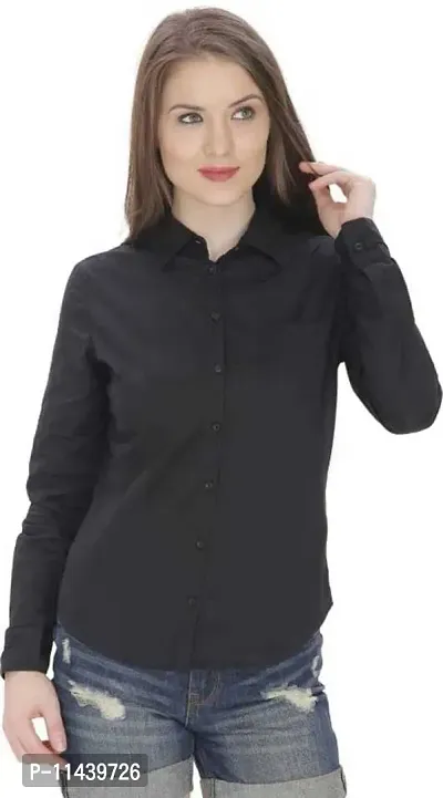 Stylish Fancy Roll- Up Sleeves Solid Rayon Regular Fit Shirt For Women-thumb0