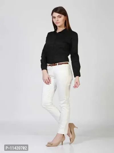 Stylish Fancy Roll- Up Sleeves Solid Rayon Regular Fit Shirt For Women-thumb3