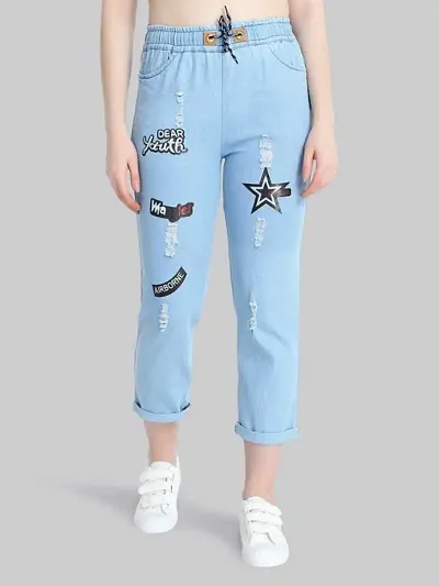 Solid Light Star Joggers for Women