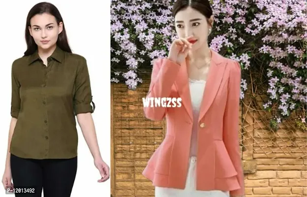 Formal Women Blazer And Plain Shirt for Meeting and Interview-thumb0