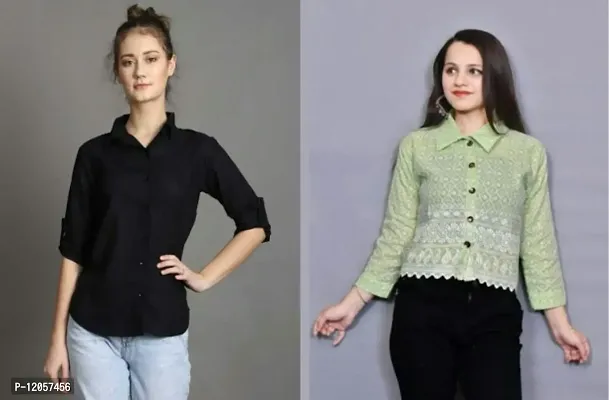 Combo of Women Embroidery Shirt And Plain Shirt